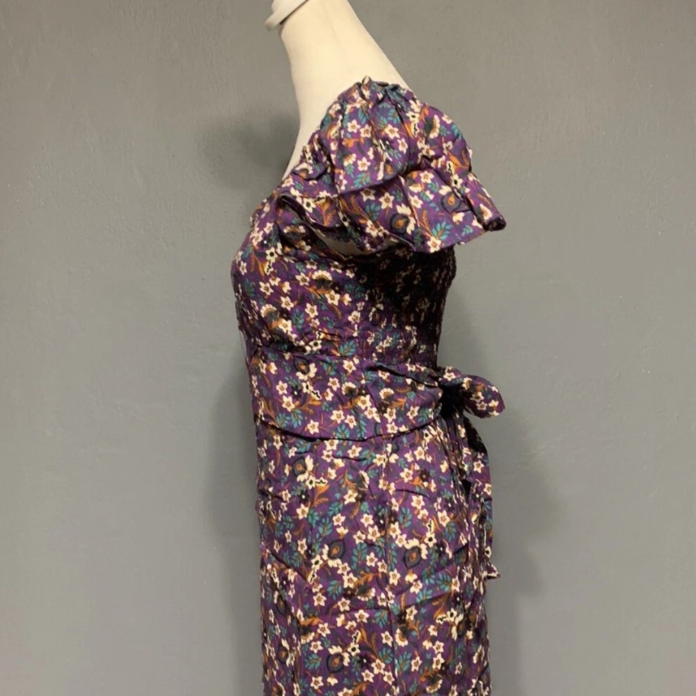 Band of the Free Sz XS Purple Floral Short Sleeve Mini Dress - Picture 4 of 7